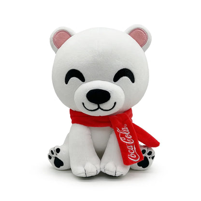 Coca-Cola Polar Bear 9 inch plush collectible featuring the iconic Coca-Cola polar bear character soft stuffed construction cuddly design classic Coca-Cola branding detailed white bear styling compact 9 inch size and nostalgic soda themed collectible appeal front