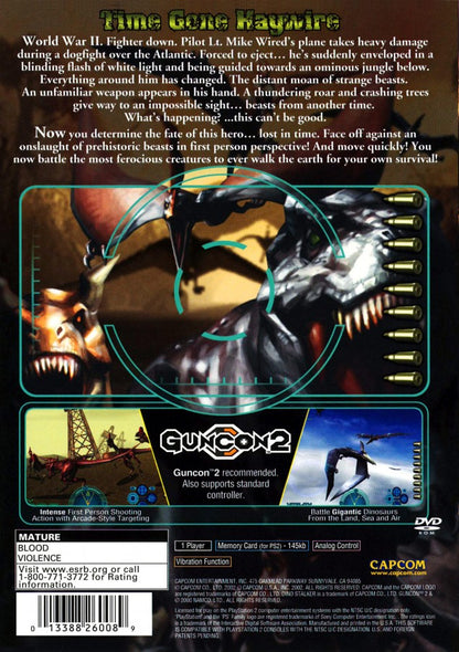 Dino Stalker PlayStation 2 PS2 retro video game light gun shooter back of case (2002)