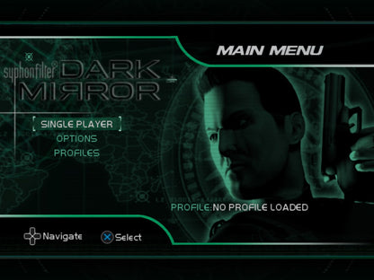 Syphon Filter Dark Mirror PlayStation 2 PS2 for action stealth video game fans featuring tactical espionage gameplay third person shooter combat covert operations stealth missions realistic weapons cinematic storytelling special agent action immersive military adventure collectible gaming appeal gameplay