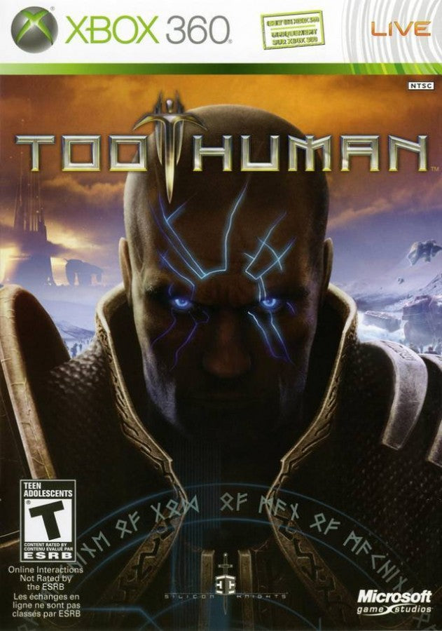 Too Human cover art for Xbox 360 (X360) action role-playing video game