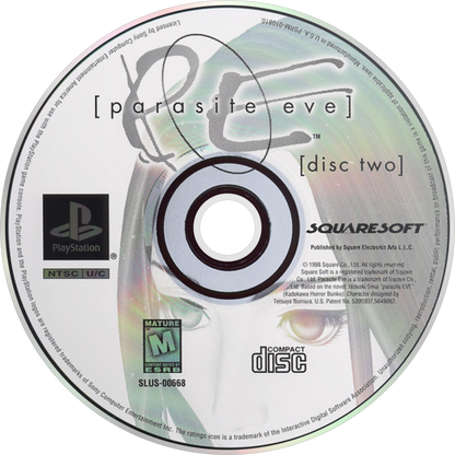Parasite Eve PS1 survival horror action RPG cinematic storytelling biological horror New York City setting Aya Brea turn based real time hybrid combat SquareSoft sci fi horror retro gaming PlayStation software video game title disc 2 