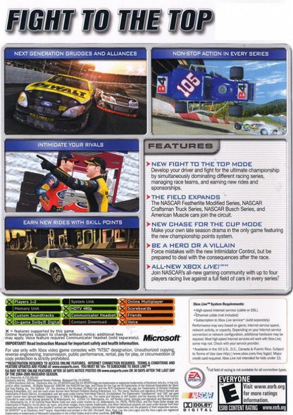 NASCAR 2005: Chase for the Cup back cover art for Xbox (XBOX) video game