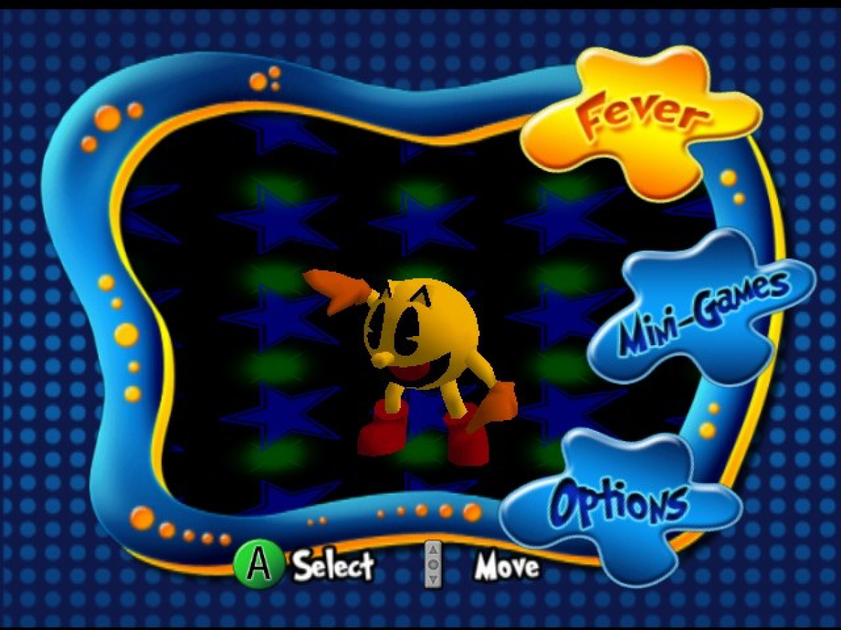 Pac-Man Fever start screen for Nintendo GameCube (GC) party video game