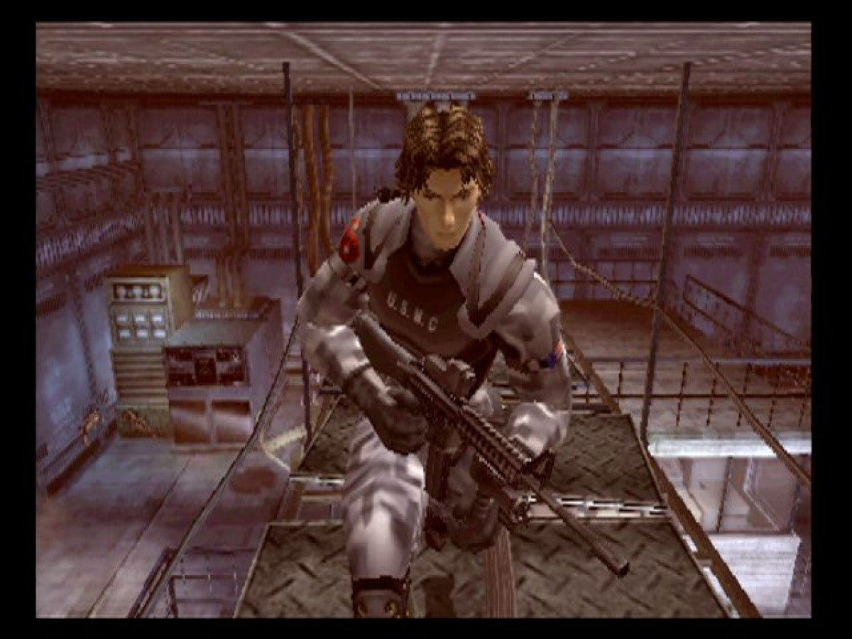 Extermination gameplay for PlayStation 2 (PS2) survival horror third-person action video game