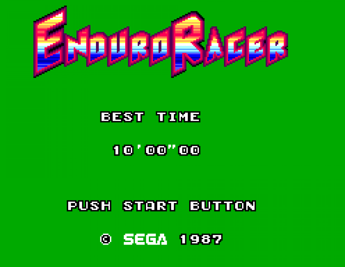 Enduro Racer – Sega Master System (SMS) start screen for motorcycle racing video game