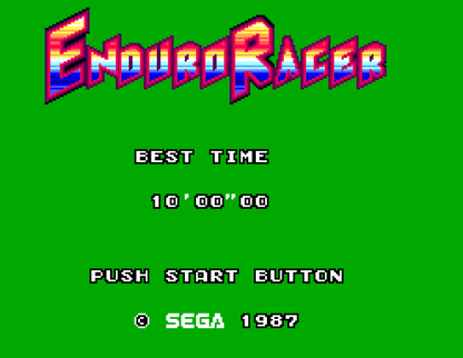 Enduro Racer – Sega Master System (SMS) start screen for motorcycle racing video game