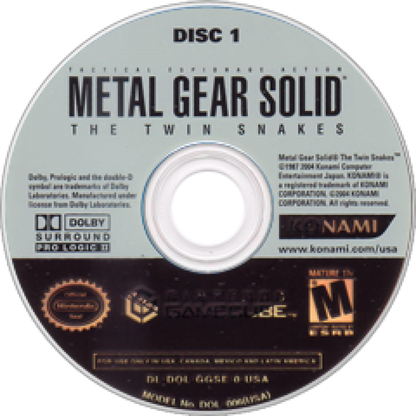 Metal Gear Solid: The Twin Snakes – GameCube (GC) Front Cover Disc 1 Art for this GameCube Video Game 