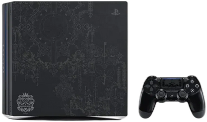 Limited edition PlayStation 4 Pro console themed after Kingdom Hearts III with 1TB storage and custom black and gold design for fans and collectors