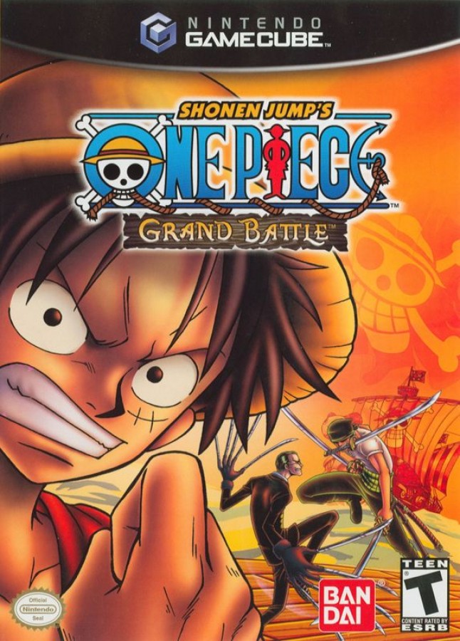 One Piece Grand Battle cover art for GameCube game featuring anime-inspired fighting gameplay with popular One Piece characters