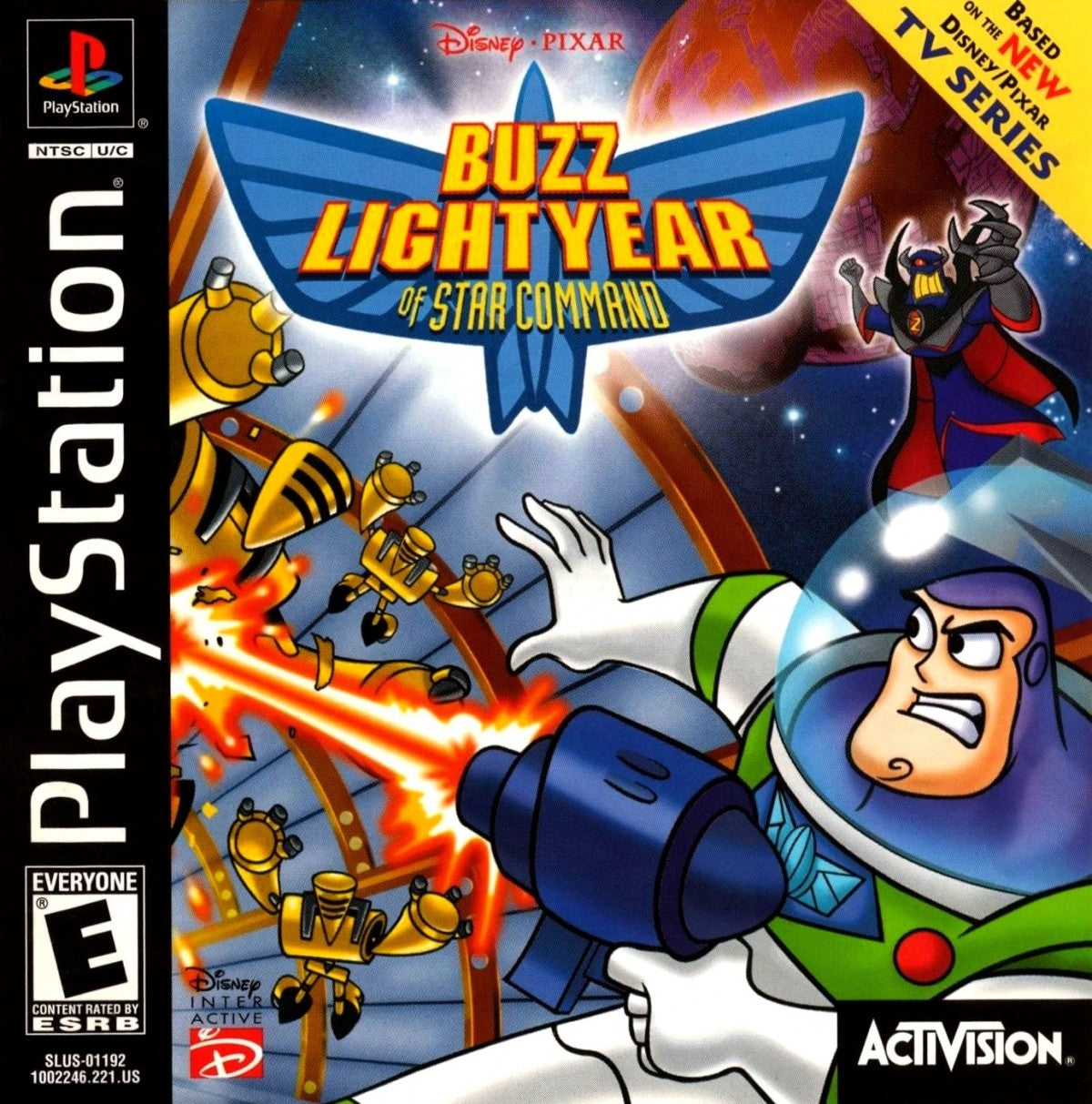Disney Pixar Buzz Lightyear of Star Command PlayStation 1 PS1 for action platformer retro video game fans featuring Buzz Lightyear adventure sci fi missions alien enemies futuristic worlds platforming action cartoon inspired gameplay collectible gaming appeal front cover art