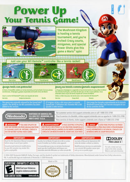 New Play Control: Mario Power Tennis – Nintendo Wii (Wii) arcade tennis sports multiplayer video game back of case