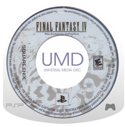 Final Fantasy IV The Complete Collection PlayStation Portable PSP inspired design featuring classic JRPG fantasy adventure aesthetic iconic heroes and villains epic crystal saga turn based combat beautifully enhanced visuals emotional storytelling and legendary role playing gameplay presentation UMD 