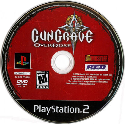 Gungrave Overdose PS2 PlayStation 2 action shooter third person gun combat game retro video game disc