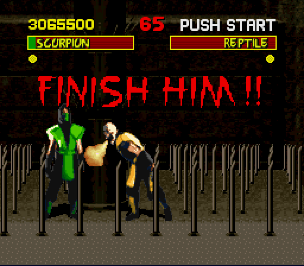 Mortal Kombat for Super Nintendo Entertainment System with classic 2D fighting and martial arts arcade action theme fatality end of combat