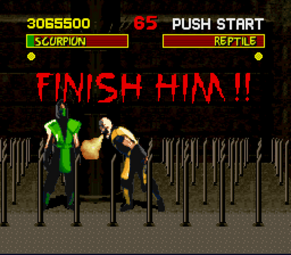 Mortal Kombat for Super Nintendo Entertainment System with classic 2D fighting and martial arts arcade action theme fatality end of combat