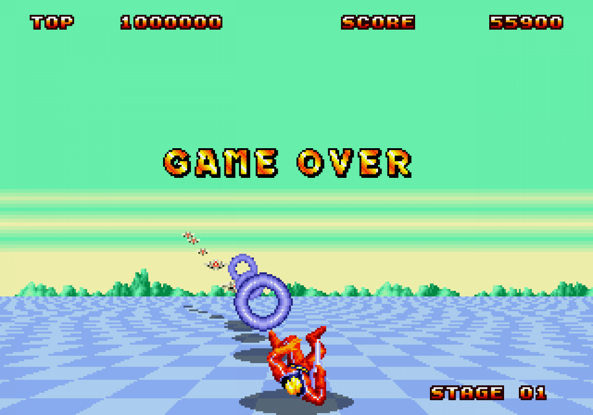 Space Harrier II Sega Genesis GEN for retro video game enthusiasts featuring classic arcade rail shooter gameplay fast paced sci fi action surreal fantasy worlds intense enemy battles iconic boss encounters and collectible gaming appeal gameplay
