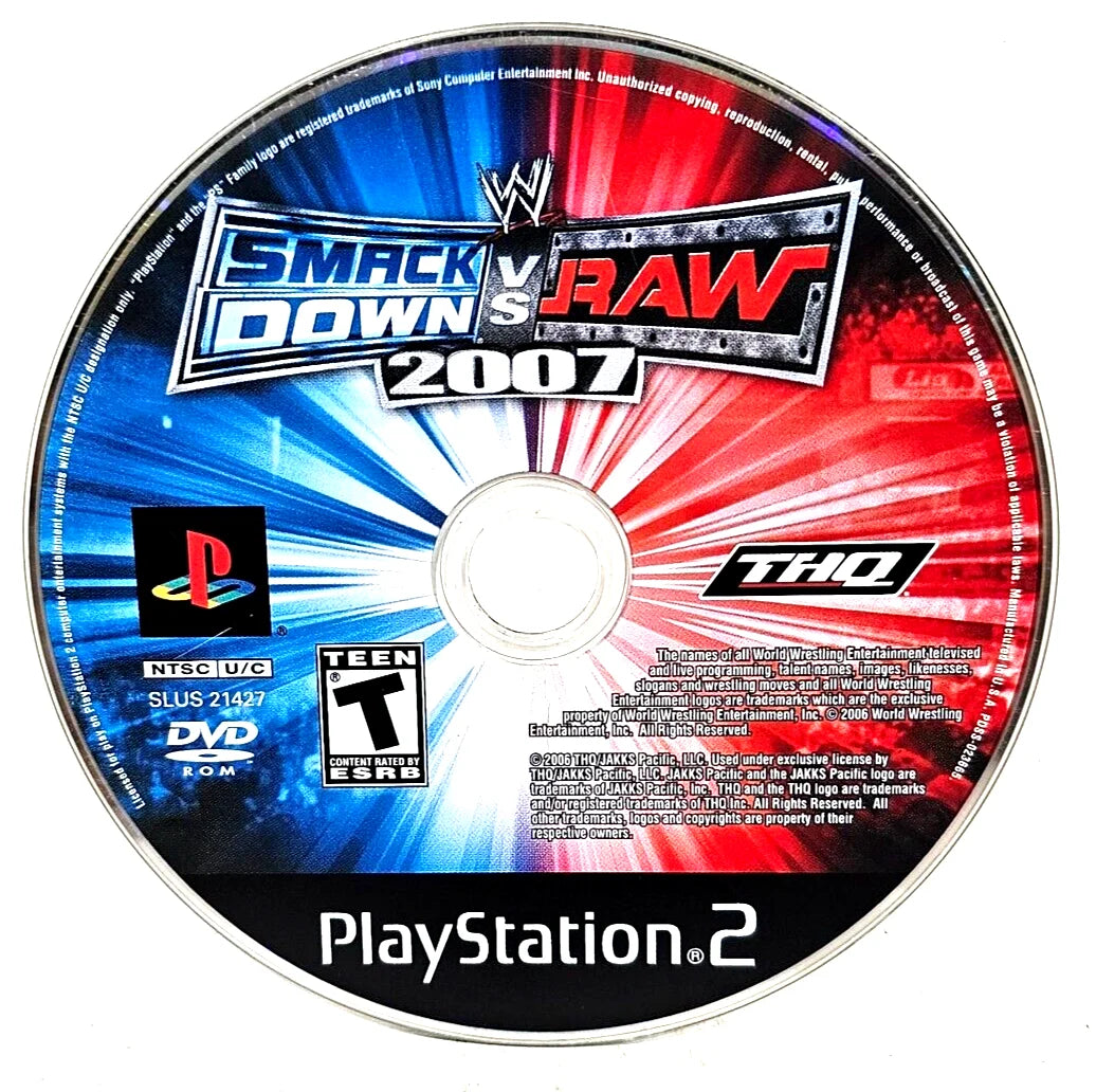 WWE SmackDown vs Raw 2007 retro PlayStation 2 video game WWE wrestling sports entertainment fighting multiplayer career mode arcade combat console title PlayStation 2 release disc