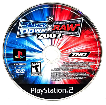 WWE SmackDown vs Raw 2007 retro PlayStation 2 video game WWE wrestling sports entertainment fighting multiplayer career mode arcade combat console title PlayStation 2 release disc