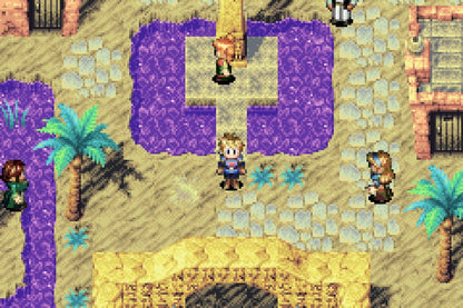 Golden Sun [CIB] for Game Boy Advance (GBA) featuring a classic turn-based RPG where you wield elemental Psynergy to solve puzzles and battle across a richly detailed world; customize your party with Djinn summons and uncover an epic story in this complete-in-box handheld favorite gameplay screenshot