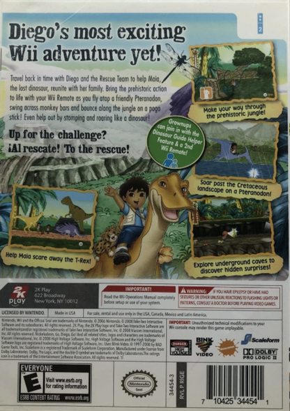 Go, Diego, Go: Great Dinosaur Rescue – Nintendo Wii (Wii) educational adventure platformer back of case for video game