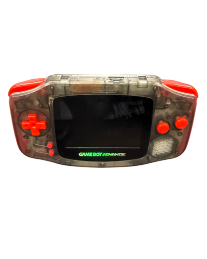 Game Boy Advance Custom Red and Black Shell handheld gaming system featuring a custom red and black shell design with a classic horizontal layout responsive controls and compatibility with Game Boy Advance and Game Boy Color games