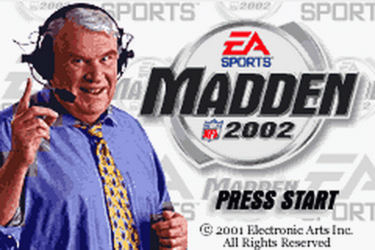 Madden NFL 2002 start menu for Game Boy Advance (GBA) video game