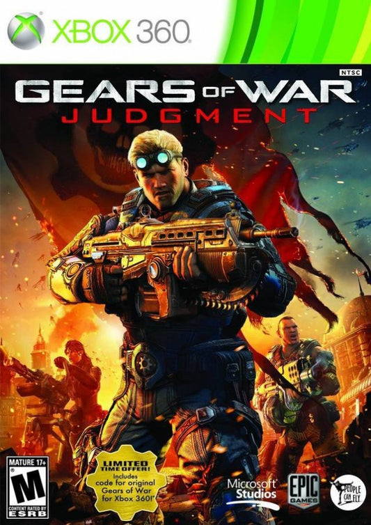 Gears of War: Judgment for Xbox 360 (X360) featuring a high-intensity prequel following Kilo Squad led by Damon Baird as they defy military orders to save Halvo Bay; experience the "Declassified" mission system for added challenge, faster-paced multiplayer, and the debut of the chaotic OverRun mode in this cinematic expansion of the Gears universe front cover