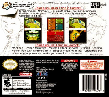 Contact back of case for Nintendo DS (DS) action RPG adventure video game