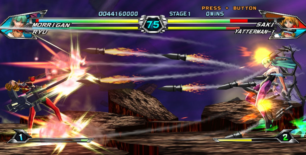 Retro Tatsunoko vs Capcom Wii inspired design featuring crossover anime fighting game aesthetic classic arcade style combat Capcom heroes versus Tatsunoko characters fast paced tag battles cel shaded visuals nostalgic Nintendo Wii action presentation gameplay