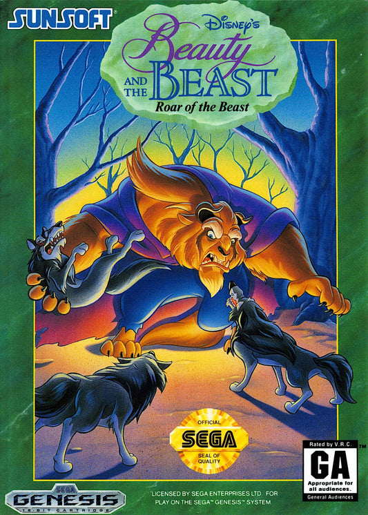 Disneys Beauty and the Beast Roar of the Beast Sega Genesis retro video game action platformer cover art (1993)