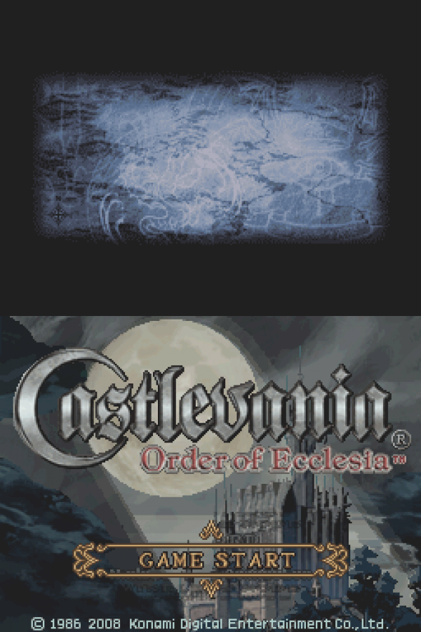 Castlevania: Order of Ecclesia start screen for Nintendo DS (DS) video game