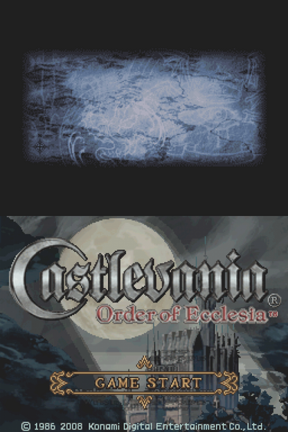 Castlevania: Order of Ecclesia start screen for Nintendo DS (DS) video game