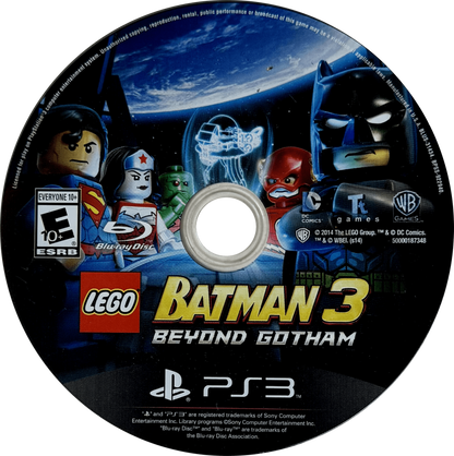 LEGO Batman 3 Beyond Gotham PlayStation 3 action-adventure video game featuring Batman Robin Justice League Lantern worlds outer space setting Brainiac villain character swapping puzzle solving brick-building humor collectible studs DC Comics superhero roster Lantern rings powers disc