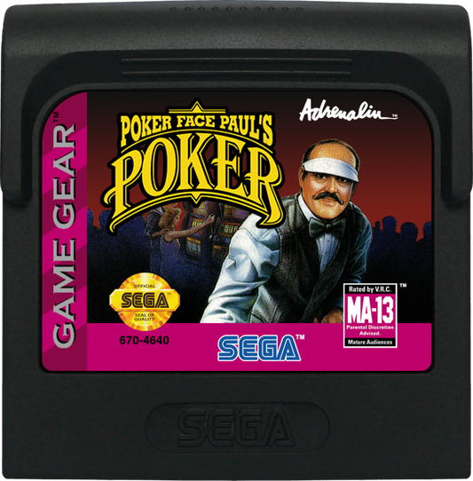 Poker Face Paul's: Poker cartridge for Sega Game Gear (GG) video game