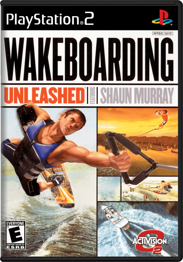 Wakeboarding Unleashed – PlayStation 2 (PS2) video game cover image, extreme sports wakeboarding.
