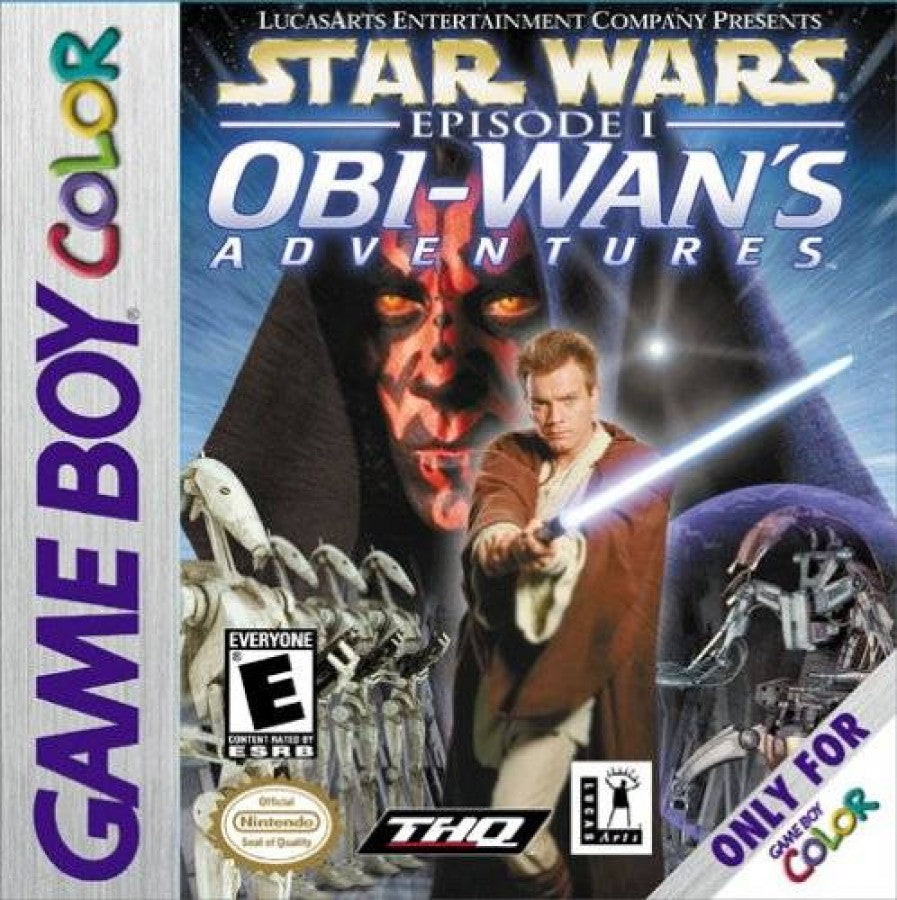  Star Wars Episode I Obi-Wan's Adventures Game Boy Color GBC for retro video game enthusiasts featuring action adventure gameplay lightsaber combat Jedi missions Star Wars inspired exploration puzzle solving alien worlds and collectible gaming appeal front cover