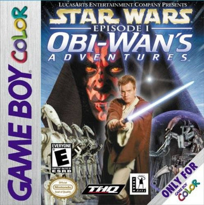  Star Wars Episode I Obi-Wan's Adventures Game Boy Color GBC for retro video game enthusiasts featuring action adventure gameplay lightsaber combat Jedi missions Star Wars inspired exploration puzzle solving alien worlds and collectible gaming appeal front cover