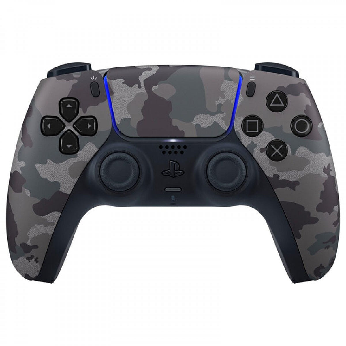 PlayStation 5 DualSense Wireless Controller New Gray Camo official accessory immersive gaming haptic feedback adaptive triggers built-in microphone create button front of controller