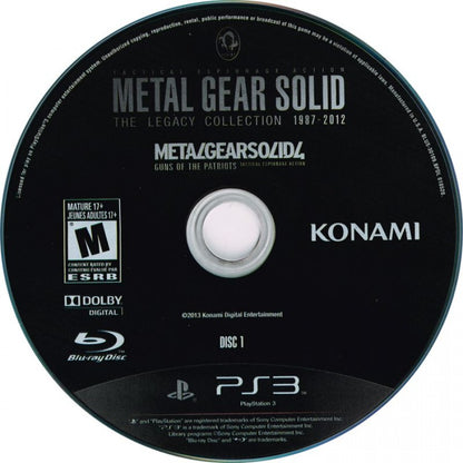 Metal Gear Solid: The Legacy Collection for PlayStation 3 complete stealth action compilation featuring multiple Metal Gear Solid titles tactical espionage gameplay cinematic story missions bonus content collection disc 1