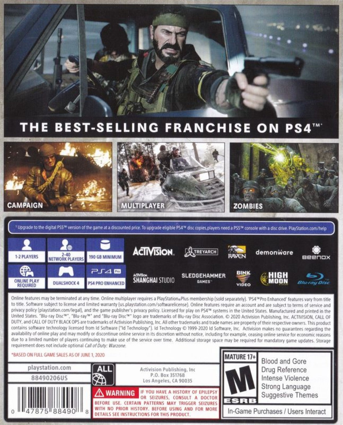 Call of Duty: Black Ops Cold War back of case for PlayStation 4 (PS4) first-person shooter video game