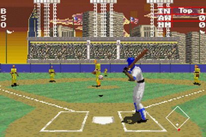 Sports Illustrated for Kids Baseball Game Boy Advance GBA video game, kid-friendly baseball sports gameplay, handheld console title gameplay