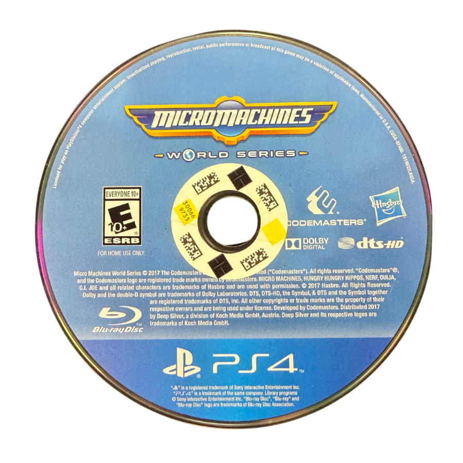 Micro Machines World Series PS4 Sony PlayStation 4 arcade racing game miniature toy car racing fast paced multiplayer competitive racing party game Codemasters Micro Machines series vehicle combat style racing tracks split screen online multiplayer PlayStation 4 software video game title disc