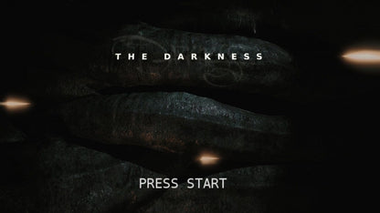 The Darkness start screen for Xbox 360 (X360) supernatural first-person shooter video game