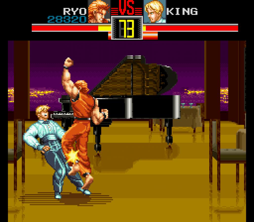 Art of Fighting Super Nintendo Entertainment System SNES video game featuring 2D fighting gameplay martial arts combat Ryo Sakazaki Robert Garcia special moves combo attacks competitive matches character battles and classic 16 bit Nintendo arcade gameplay retro video game collection collectible gaming appeal gameplay