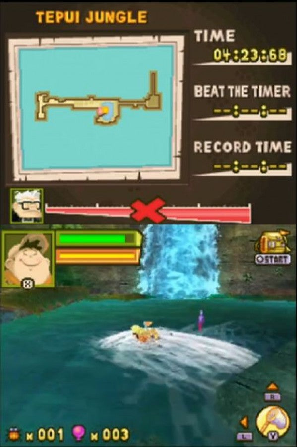 Disney Pixar Up for Nintendo DS with adventure gameplay following Carl, Russell, and Dug through exotic wilderness quests gameplay
