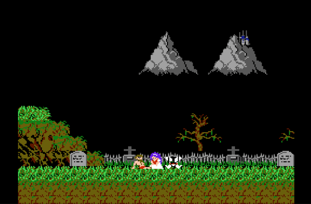 Ghosts 'n Goblins cartridge for the Nintendo Entertainment System featuring a challenging 8 bit side scrolling action platformer with knight Arthur battling hordes of demons and undead enemies gameplay