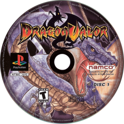 Dragon Valor PS1 PlayStation 1 action RPG hack and slash fantasy dragon themed adventure game retro video game disc 1