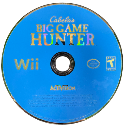 Cabela's Big Game Hunter Nintendo Wii Wii video game featuring hunting simulation gameplay big game hunting wildlife tracking outdoor environments hunting challenges realistic animal encounters aiming and shooting mechanics Nintendo Wii motion control gaming retro video game collection collectible gaming appeal Disc