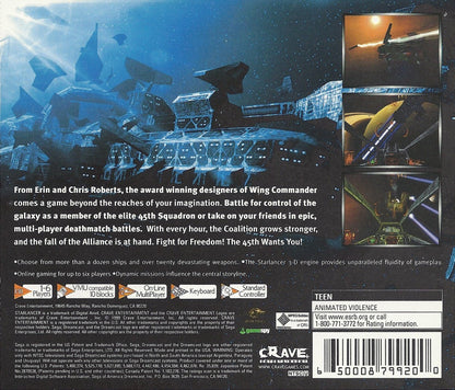 StarLancer Sega Dreamcast retro video game space combat simulator back of case