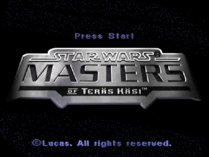 Star Wars: Masters of Teräs Käsi start screen for PlayStation 1 (PS1) fighting video game